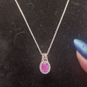 Ilakaka Hot Pink Sapphire Cambodian Zircon Halo Pendant Necklace
